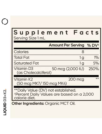 CodeAge Liquid Vitamins D3 + K2 / Вітаміни Д3 2000 МО + К2 200 мкг веган органік 29,6 мл¶¶, фото 2 в магазине биодобавок nutrido.shop