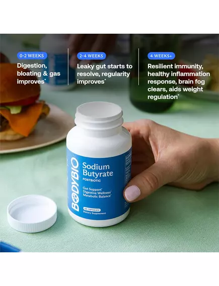 BodyBio Sodium Butyrate / Бутират Натрия 60 капс, фото 10 в магазине биодобавок nutrido.shop