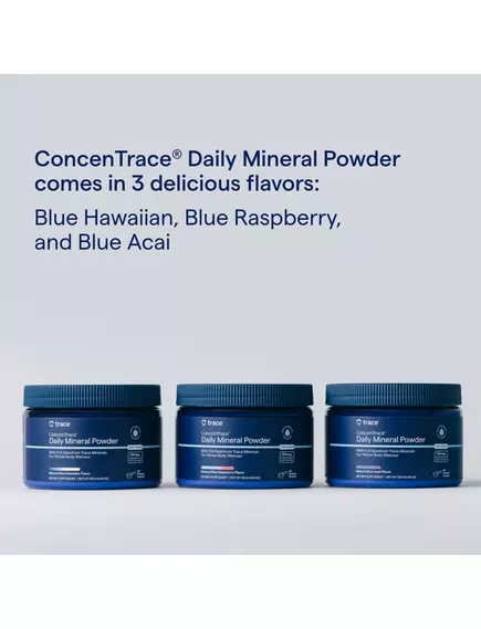 Trace Minerals ConcenTrace Daily Mineral Powder / Щоденні мінерали смак блакитної малини 132 г, фото 7 в магазине биодобавок nutrido.shop