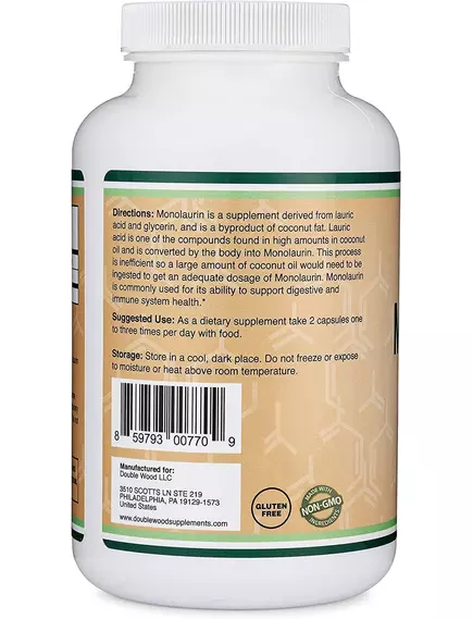 DOUBLE WOOD MONOLAURIN / МОНОЛАУРИН ПІДТРИМКА ІМУННОЇ СИСТЕМИ 210 КАПСУЛ, фото 7 від магазину біодобавок nutrido.shop