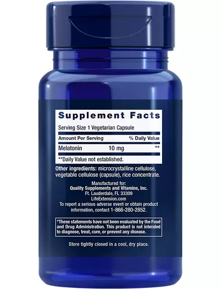 Life Extension Melatonin / Мелатонін 10 мг 60 капсул, фото 2 в магазине биодобавок nutrido.shop