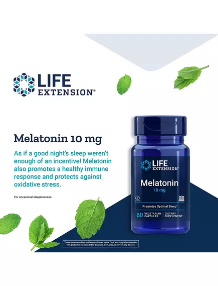Life Extension Melatonin / Мелатонін 10 мг 60 капсул, фото 3 в магазине биодобавок nutrido.shop