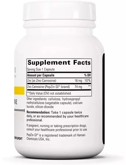 Integrative Therapeutics Zinc-Carnosine / Цинк-карнозин 60 капсул, фото 2 в магазине биодобавок nutrido.shop