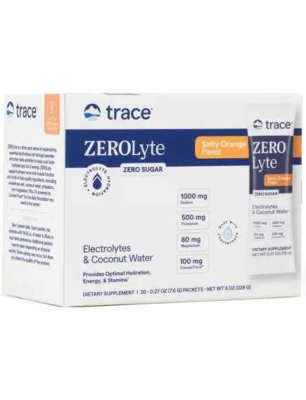 TRACE MINERALS ZEROLYTE ORANGE / ЕЛЕКТРОЛІТИ ЗІ СМАКОМ СОЛОНОГО АПЕЛЬСИНА 30 САШЕ, фото 8 від магазину біодобавок nutrido.shop