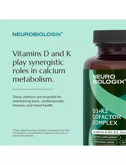 NEUROBIOLOGIX D3+K2 COFACTOR COMPLEX / Д3 10.000 МО + К2 45 МКГ ІЗ КОФАКТОРАМИ 60 КАПСУЛ, фото 9 від магазину біодобавок nutrido.shop