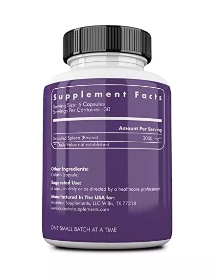 Ancestral Supplements Beef Spleen / Яловича селезінка 180 капсул, фото 2 від магазину біодобавок nutrido.shop