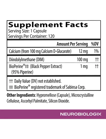NEUROBIOLOGIX DIM PRO / ДІМ ПРО ЗДОРОВИЙ МЕТАБОЛІЗМ ЕСТРОГЕНУ 120 КАПСУЛ, фото 6 від магазину біодобавок nutrido.shop