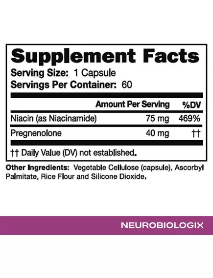 Neurobiologix Pregnenolone Plus / Прегненолон Плюс поддержка гормонального баланса 60 капсул, фото 3 в магазине биодобавок nutrido.shop
