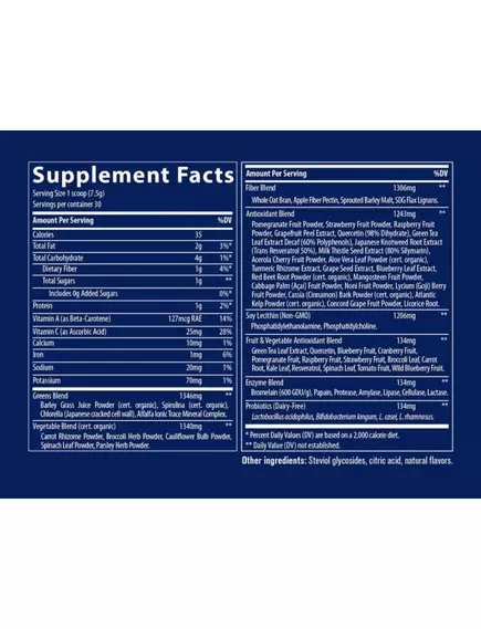 Trace Minerals Greens Pak / Суміш зелені, овочів і фруктів смак ягід 225 г, фото 2 від магазину біодобавок nutrido.shop