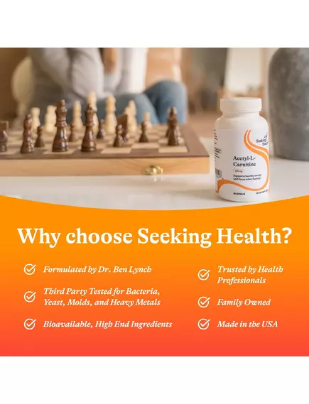 Seeking Health Acetyl-L-Carnitine / Ацетил-L-карнітин 500 мг 90 капсул, фото 7 в магазине биодобавок nutrido.shop