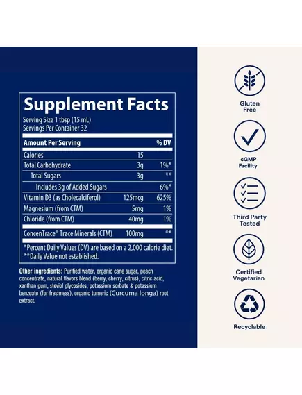 Trace Minerals Vitamin D3 / Витамин D3 вкус тропической вишни 473 мл, фото 3 в магазине биодобавок nutrido.shop