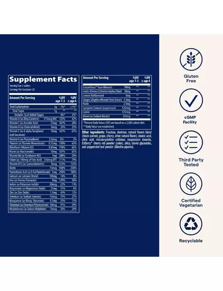 Trace Minerals Complete Children's Multi / Мультивітаміни для дітей смак вишні 60 жувальних таблеток, фото 2 від магазину біодобавок nutrido.shop