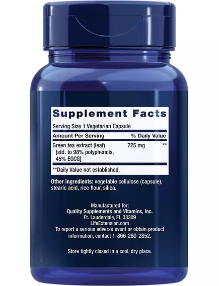 Life Extension Mega Green Tea Extract / Екстракт зеленого чаю з вмістом кофеїну 100 капсул, фото 2 від магазину біодобавок nutrido.shop