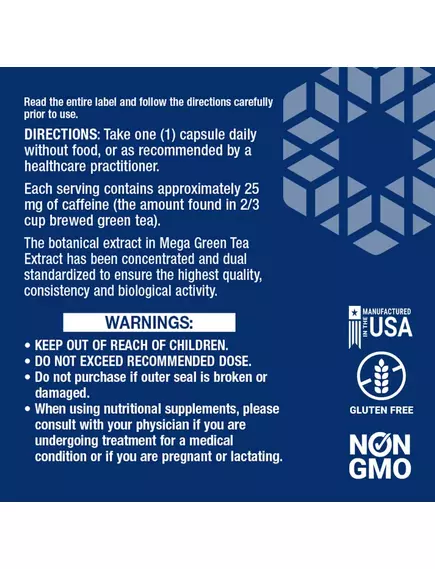 Life Extension Mega Green Tea Extract / Екстракт зеленого чаю з вмістом кофеїну 100 капсул, фото 3 від магазину біодобавок nutrido.shop