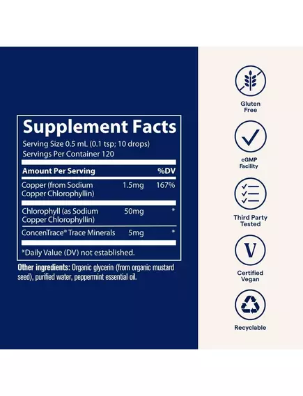Trace Minerals Ionic Chlorophyll 6000 / Іонний хлорофіл 6000 59 мл, фото 2 від магазину біодобавок nutrido.shop