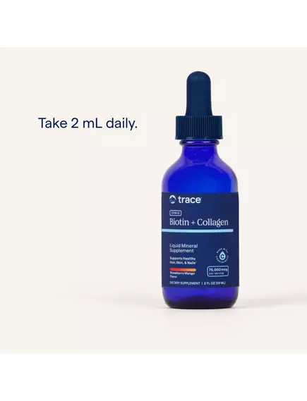 Trace Minerals Ionic Biotin + Collagen / Іонний біотин + колаген смак полуниці та манго 59 мл, фото 5 від магазину біодобавок nutrido.shop