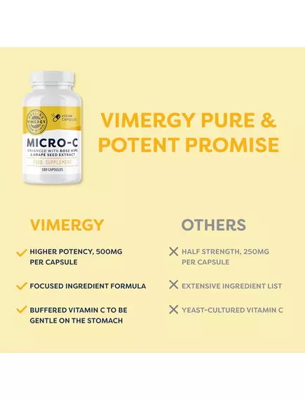 Vimergy Micro-C / Вітамін C буферизований 500 мг 180 капсул, фото 5 від магазину біодобавок nutrido.shop