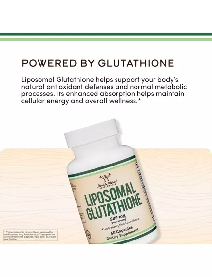 DOUBLE WOOD LIPOSOMAL GLUTATHIONE / ЛІПОСОМАЛЬНИЙ ГЛУТАТІОН 60 КАПСУЛ, фото 6 від магазину біодобавок nutrido.shop