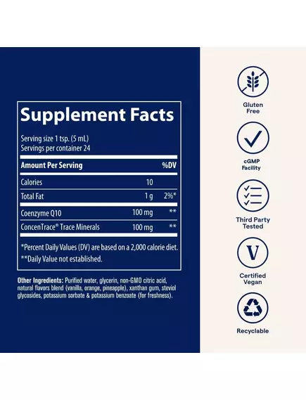 Trace Minerals CoQ10 / Коэнзим Q10 118 мл, фото 2 в магазине биодобавок nutrido.shop