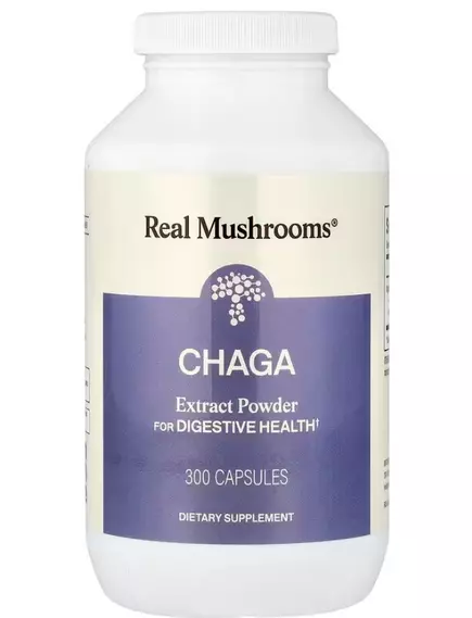 REAL MUSHROOMS CHAGA / ЧАГА ГРИБНИЙ ЕКСТРАКТ ДЛЯ ПІДТРИМКИ ІМУНІТЕТУ І ТРАВЛЕННЯ 300 КАПСУЛ, фото 11 від магазину біодобавок nutrido.shop