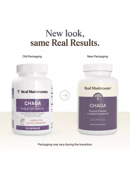 REAL MUSHROOMS CHAGA / ЧАГА ГРИБНИЙ ЕКСТРАКТ ДЛЯ ПІДТРИМКИ ІМУНІТЕТУ І ТРАВЛЕННЯ 300 КАПСУЛ, фото 12 від магазину біодобавок nutrido.shop