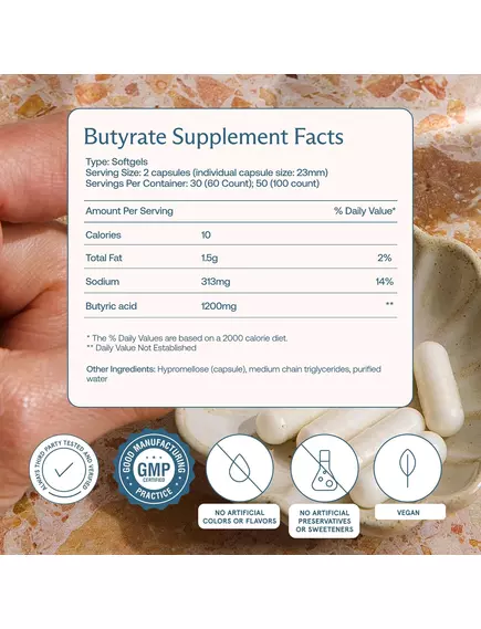 BodyBio Sodium Butyrate / Бутират Натрия 100 капс, фото 8 в магазине биодобавок nutrido.shop