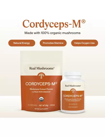 REAL MUSHROOMS CORDYCEPS / КОРДИЦЕПС ОРГАНІК 120 КАПСУЛ, фото 9 від магазину біодобавок nutrido.shop