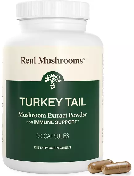 Real Mushrooms Turkey Tail / Трутовик разноцветный для поддержки иммунитета 90 капс., фото 9 в магазине биодобавок nutrido.shop