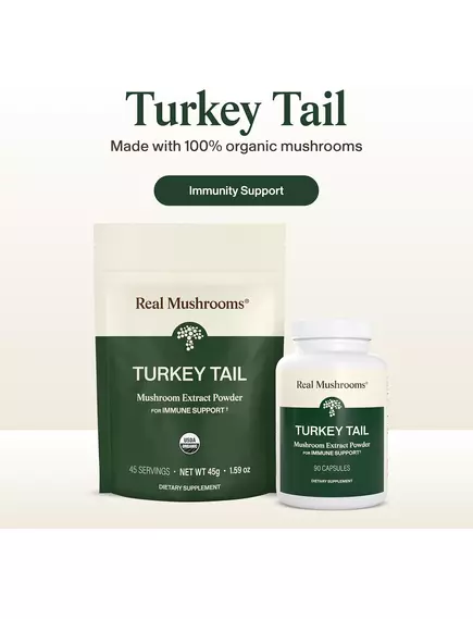 Real Mushrooms Turkey Tail / Трутовик разноцветный для поддержки иммунитета 90 капс., фото 12 в магазине биодобавок nutrido.shop