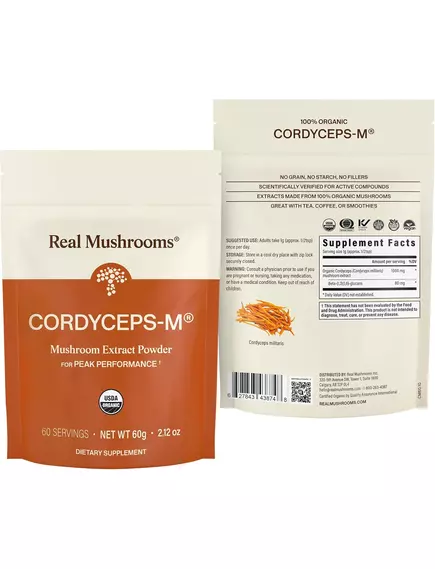 Real Mushrooms Cordyceps / Кордицепс органик порошок 60 г, фото 12 в магазине биодобавок nutrido.shop