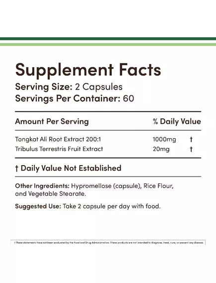 Double Wood Tongkat Ali Complex / Екстракт Тонгкат Алі 1020 mg 120 капсул, фото 2 від магазину біодобавок nutrido.shop