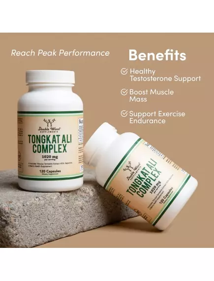Double Wood Tongkat Ali Complex / Екстракт Тонгкат Алі 1020 mg 120 капсул, фото 6 від магазину біодобавок nutrido.shop