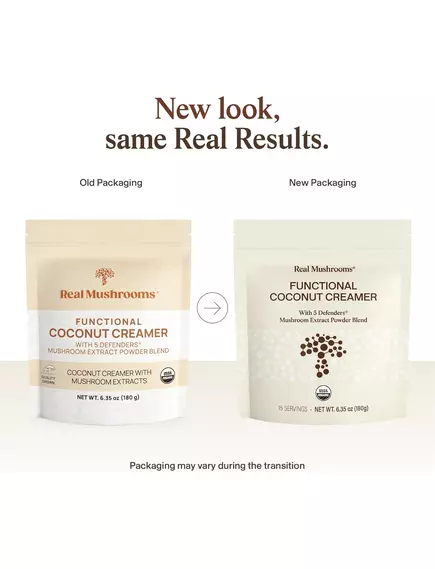 Real Mushrooms Functional Coconut Creamer / Кокосовые сливки + смесь из 5 экстрактов грибов 180 г, фото 8 в магазине биодобавок nutrido.shop