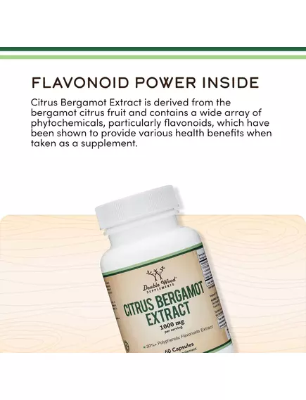 Double Wood Citrus Bergamot Extract / Екстракт цитрусового бергамоту підтримка холестерину 60 капсул, фото 5 в магазине биодобавок nutrido.shop