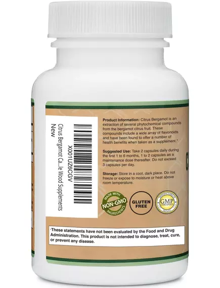 Double Wood Citrus Bergamot Extract / Екстракт цитрусового бергамоту підтримка холестерину 60 капсул, фото 6 в магазине биодобавок nutrido.shop