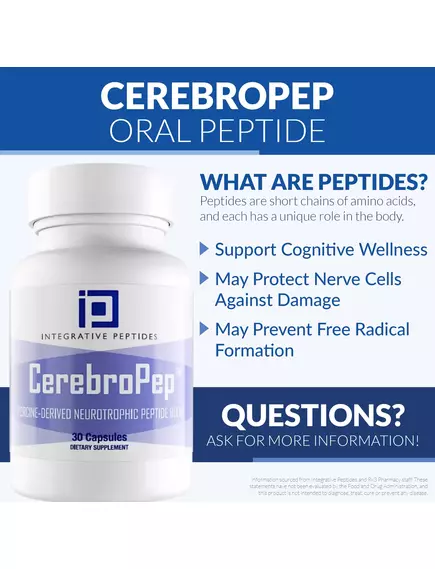 INTEGRATIVE PEPTIDES CEREBROPEP / ПЕПТИДИ ЦЕБРО ПЕП ДЛЯ КОГНІТИВНОГО ЗДОРОВ'Я 30 КАПСУЛ, фото 8 від магазину біодобавок nutrido.shop