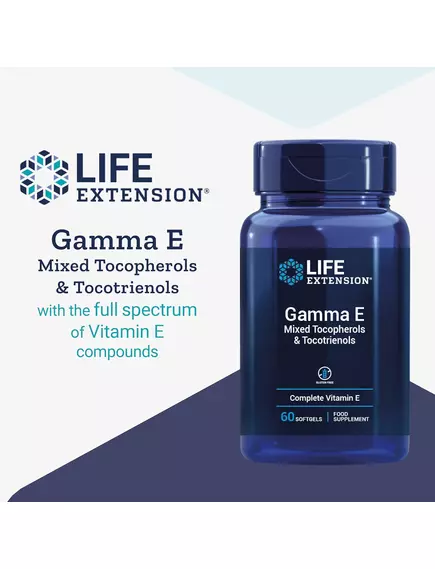 LIFE EXTENSION GAMMA E MIXED / ПОВНИЙ СПЕКТР ВІТАМІНУ Е ДЛЯ АНТИОКСИДАНТНОГО ЗАХИСТУ 60 КАПСУЛ, фото 6 від магазину біодобавок nutrido.shop