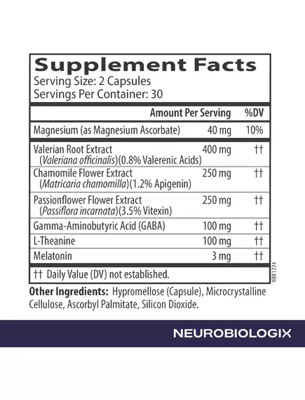 NEUROBIOLOGIX NEURO NIGHT ESSENTIALS (FORMERLY NIGHTTIME CALMING COMPLEX) / НЕЙРО ПІДТРИМКА СНУ 60 КАПСУЛ, фото 6 від магазину біодобавок nutrido.shop
