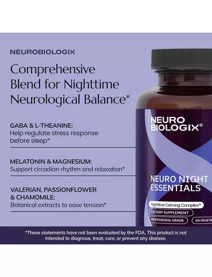 NEUROBIOLOGIX NEURO NIGHT ESSENTIALS (FORMERLY NIGHTTIME CALMING COMPLEX) / НЕЙРО ПІДТРИМКА СНУ 60 КАПСУЛ, фото 9 від магазину біодобавок nutrido.shop