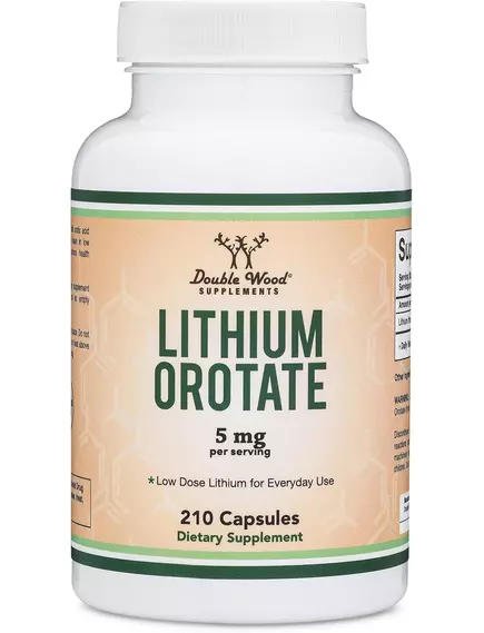 Double Wood Lithium Orotate / Литий оротат для поддержки памяти 5 мг 210 капсул, фото 4 в магазине биодобавок nutrido.shop