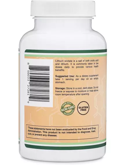 Double Wood Lithium Orotate / Литий оротат для поддержки памяти 5 мг 210 капсул, фото 7 в магазине биодобавок nutrido.shop
