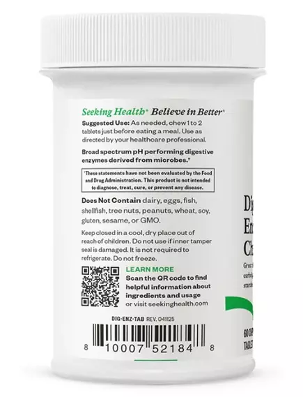 Seeking Health Digestive Enzymes Chewable / Травні ферменти 60 жувальних таблеток, фото 5 в магазине биодобавок nutrido.shop