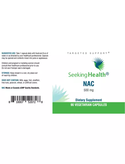 SEEKING HEALTH NAC (N-ACETYL-L-CYSTEINE) / НАК N-АЦЕТИЛ L-ЦИСТЕЇН 90 КАПСУЛ, фото 8 від магазину біодобавок nutrido.shop