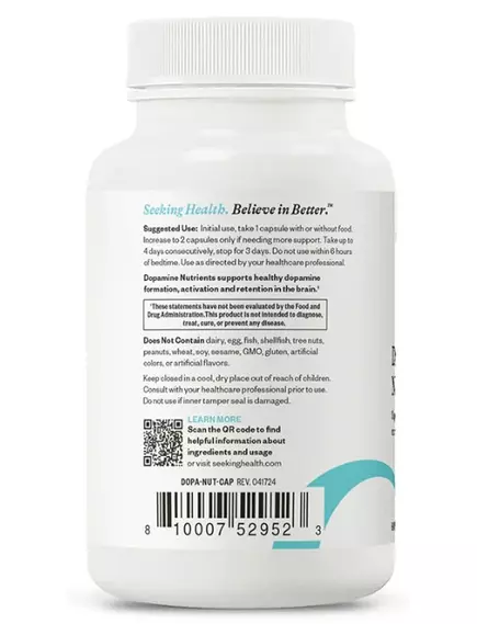 Seeking Health Dopamine Nutrients / Поживні речовини для вироблення дофаміну 60 капсул, фото 4 в магазине биодобавок nutrido.shop