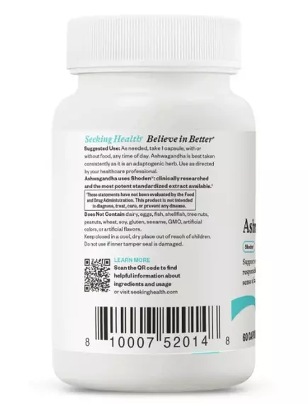 Seeking Health Ashwagandha / Ашваганда, магній малат і імбир 60 капсул, фото 8 від магазину біодобавок nutrido.shop