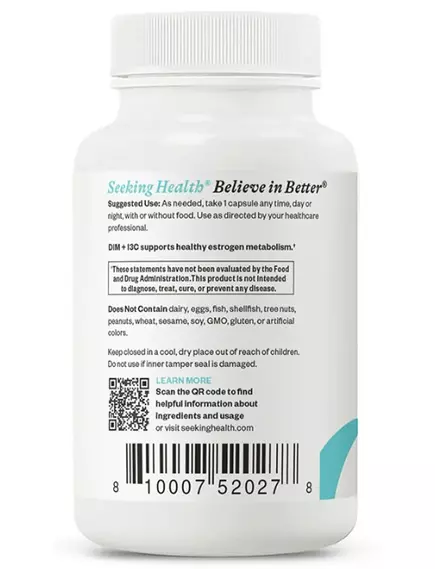 SEEKING HEALTH DIM + I3C / ДІМ + ІНДОЛ ЗДОРОВИЙ МЕТАБОЛІЗМ ЕСТРОГЕНУ 60 КАПСУЛ, фото 5 від магазину біодобавок nutrido.shop