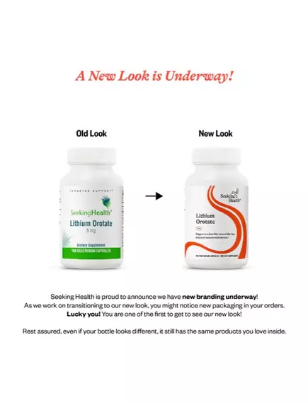 Seeking Health Lithium Orotate / Литий оротат 5 мг 100 капсул, фото 2 в магазине биодобавок nutrido.shop