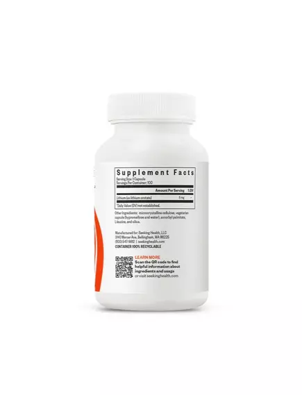 Seeking Health Lithium Orotate / Литий оротат 5 мг 100 капсул, фото 4 в магазине биодобавок nutrido.shop
