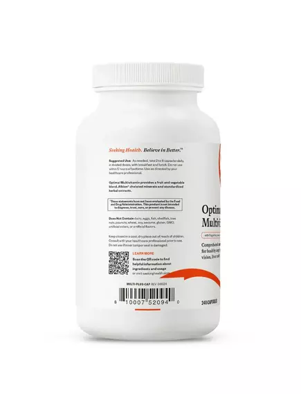 SEEKING HEALTH OPTIMAL MULTIVITAMIN PLUS / МУЛЬТИВІТАМІНИ ПЛЮС 240 КАПСУЛ, фото 5 від магазину біодобавок nutrido.shop