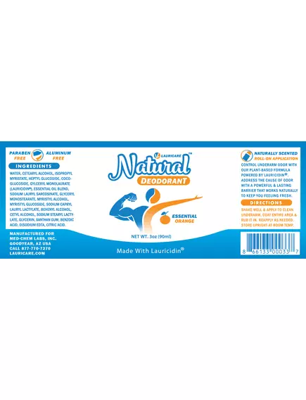 Lauricare Natural Deodorant / Роликовий дезодорант з Лаурисидином 90 мл, фото 10 в магазине биодобавок nutrido.shop